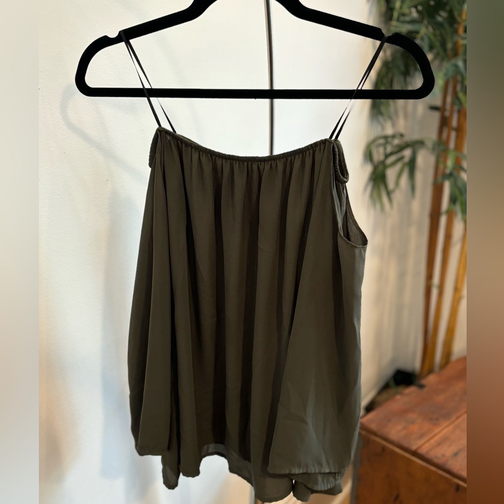 Flowy Green Off the Shoulder Shirt